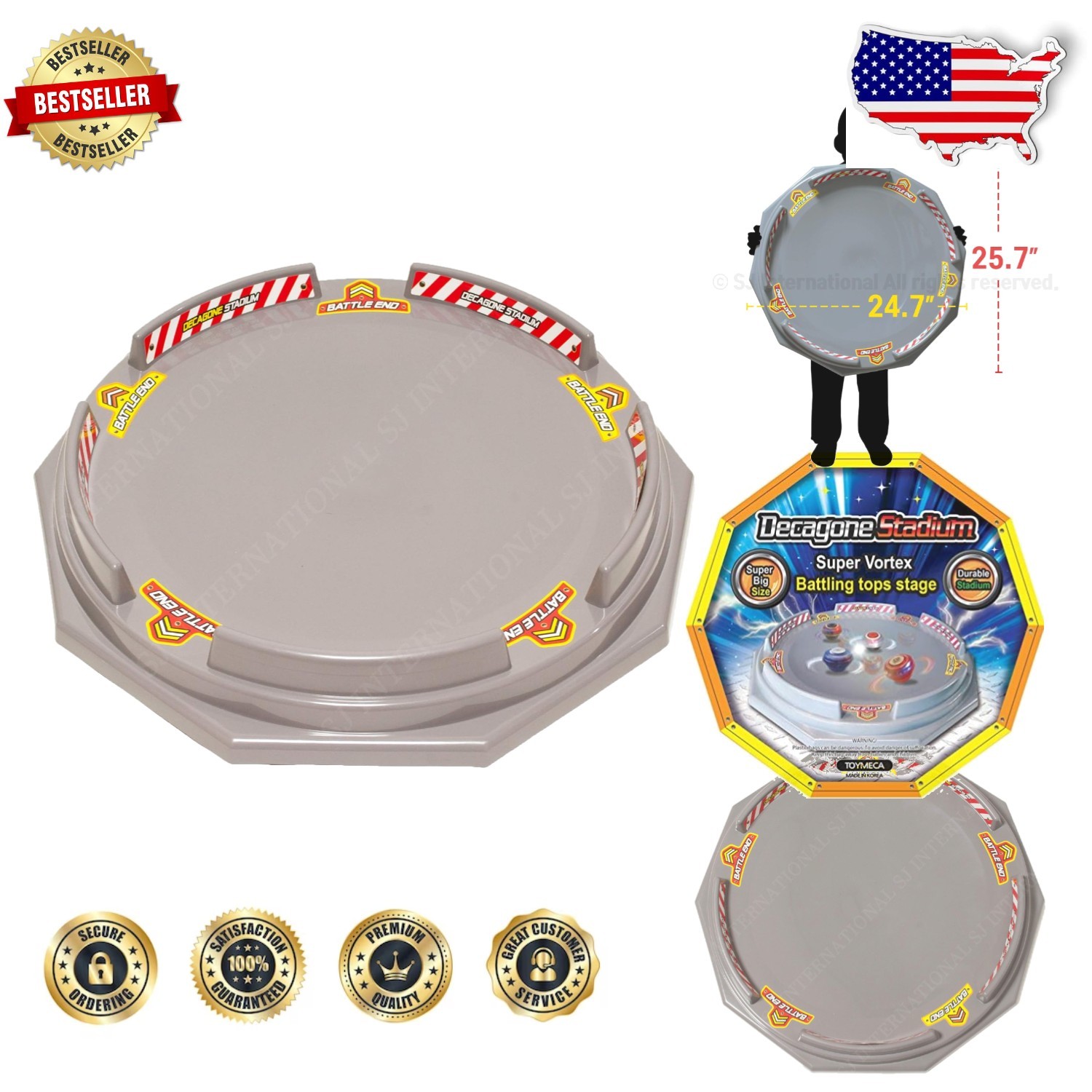 Large 25&Prime; Battling Tops Stadium Arena – Plastic, 4-6 Kids, Safe & Durable