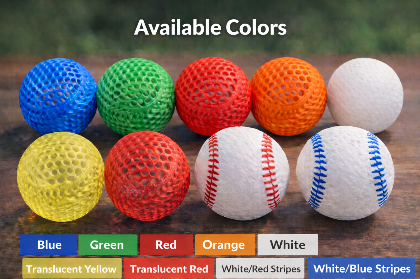 3D Printed Airless Baseball – Flexible TPU – Lightweight Ball – Multiple Colors