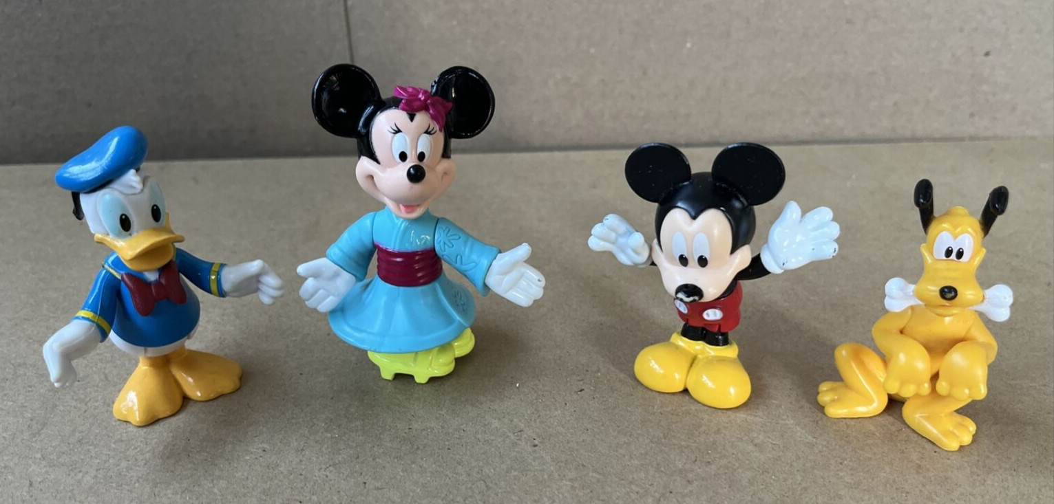 Lot of 4 Disney Mickey Mouse Figure Minnie Donald Duck Pluto Figurine