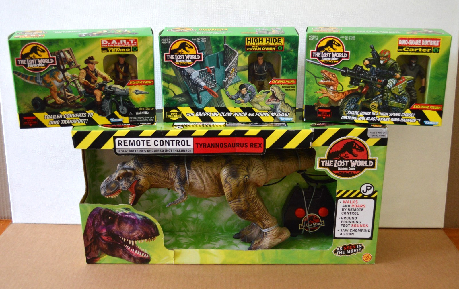 Vintage Jurassic Park Lost World SNARE, DART, HIGH HIDE & Remote Control T-Rex