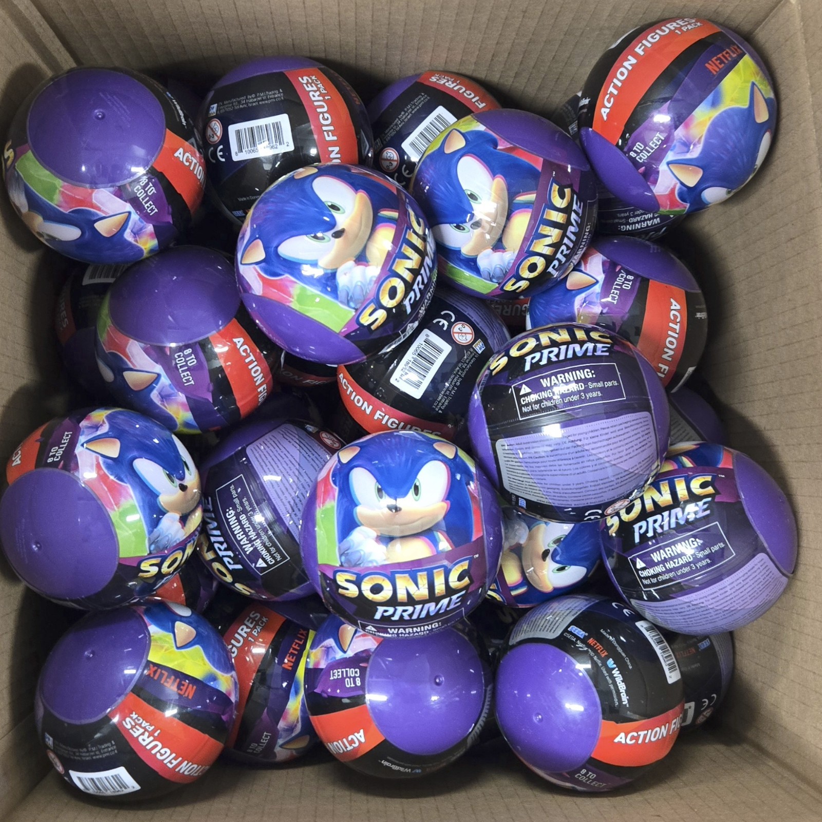 Sonic Prime Netflix 3&Prime; Action Figure – Lot of 60 Sealed Blind Globes