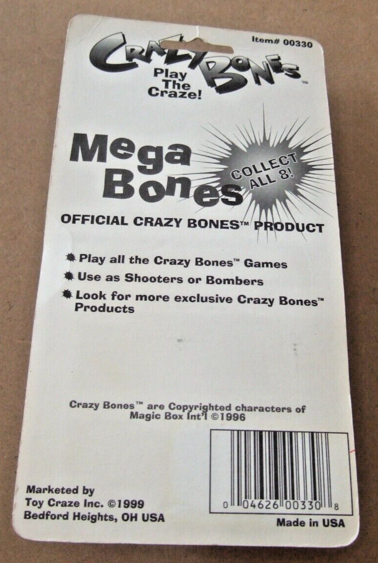 RARE NEW CRAZY BONES * MEGA BONES SURF? * PURPLE-CORNY & ORANGE-MARTY # 00330