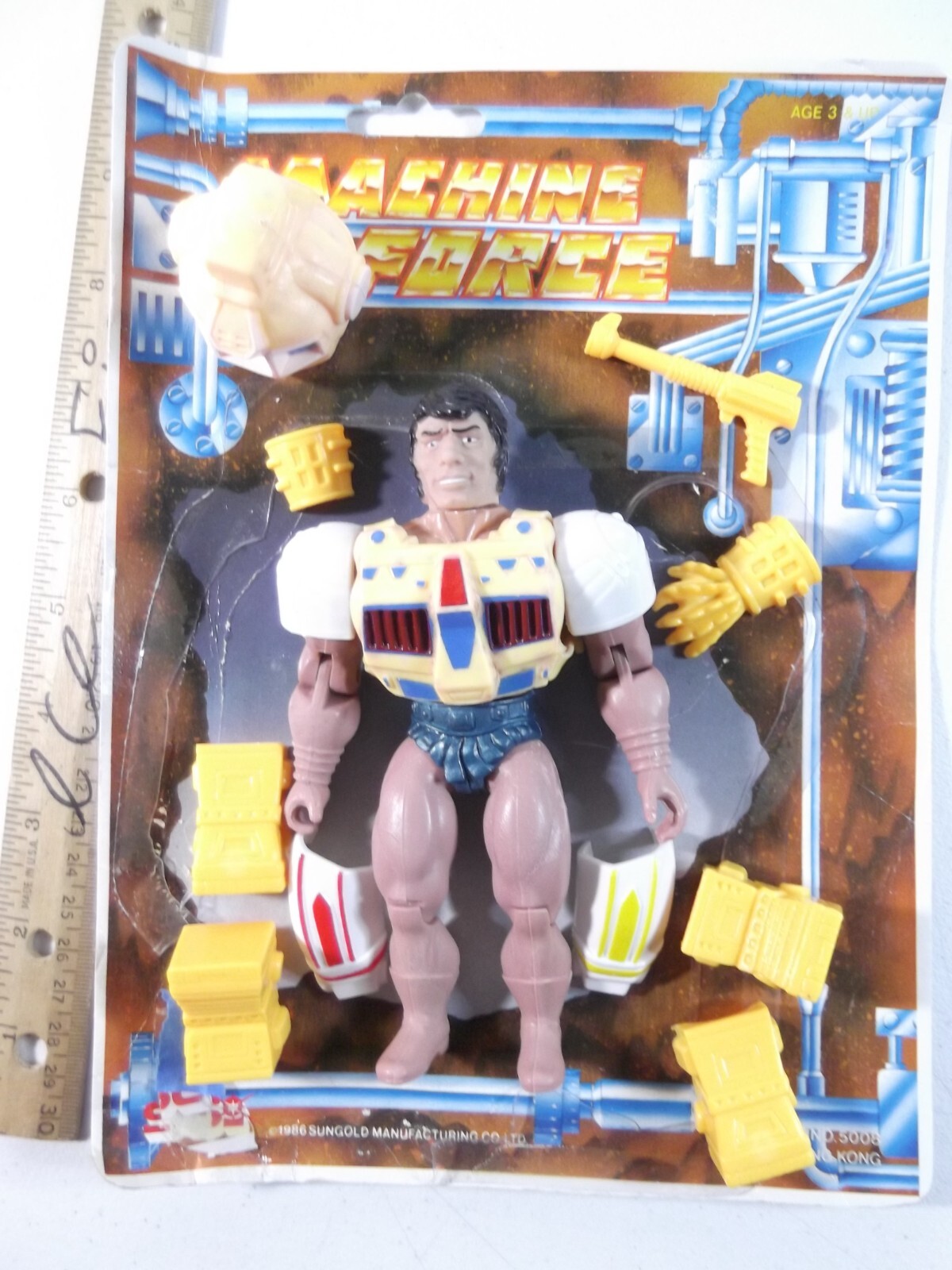1y Sungold Machine Force Complete figure, cardback, Galaxy Warriors, motu, ko