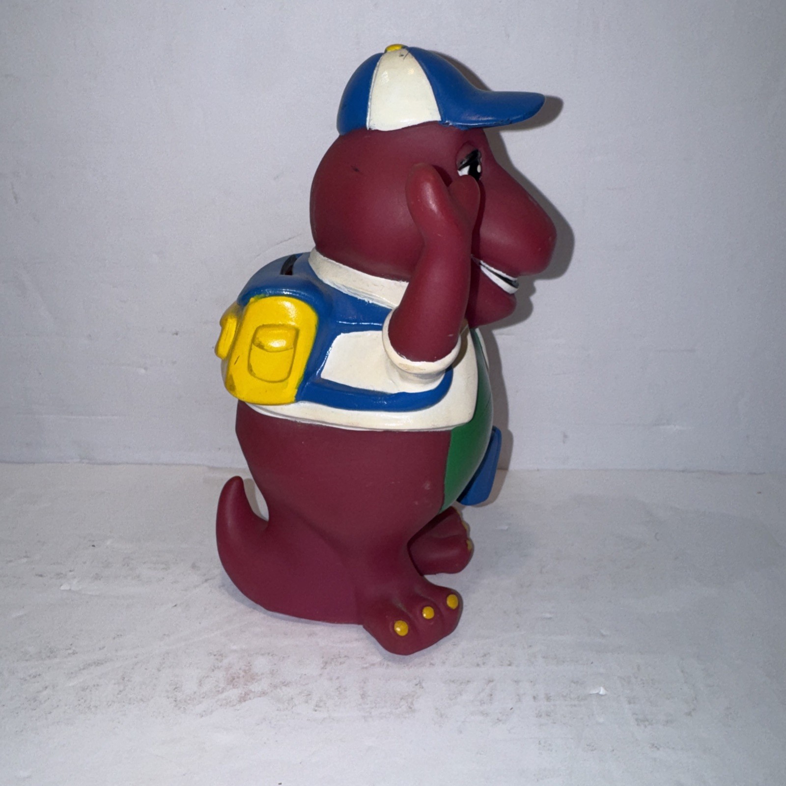 Vtg 1992 Lyons Group 7&Prime; Barney Purple Dinosaur Coin Piggy Bank Back to School
