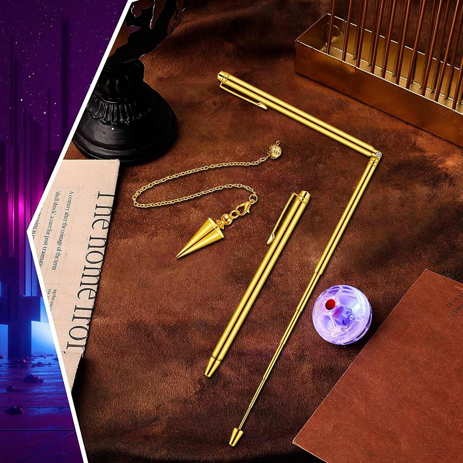 4 Pcs Ghost Hunting Dowsing Rods Copper Set Pen Shaped Gold Spirit Rods Divining