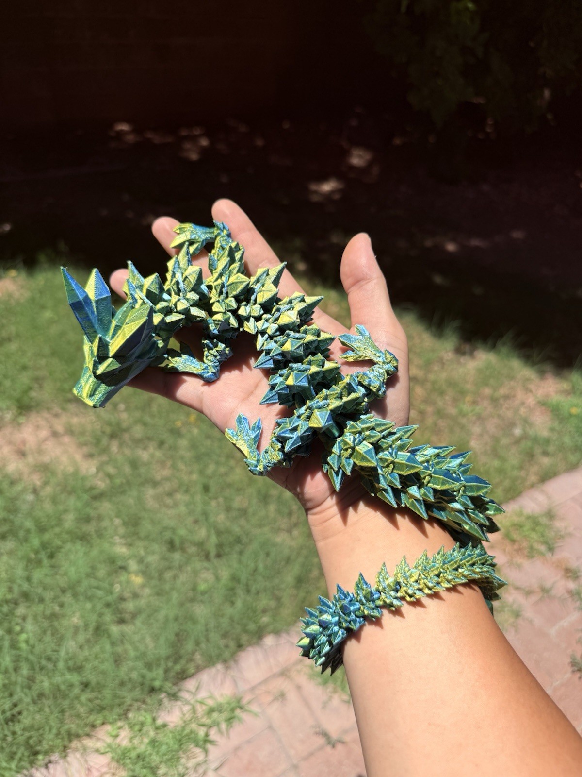3D Printed Crystal Dragon 21” 60cm Articulated Fidget Toys, Red Gold