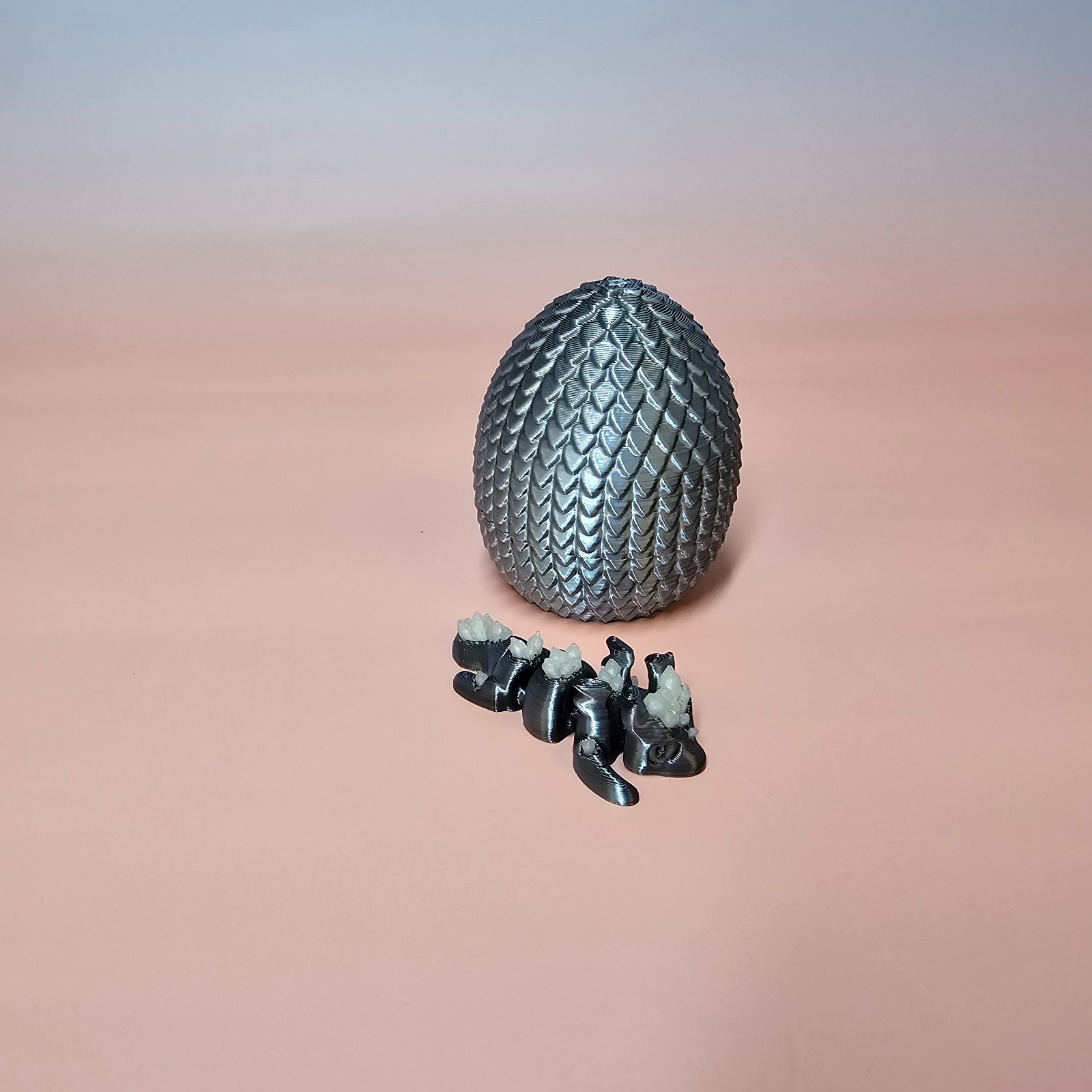 Egg With Crystal Dragon 3D Printed
