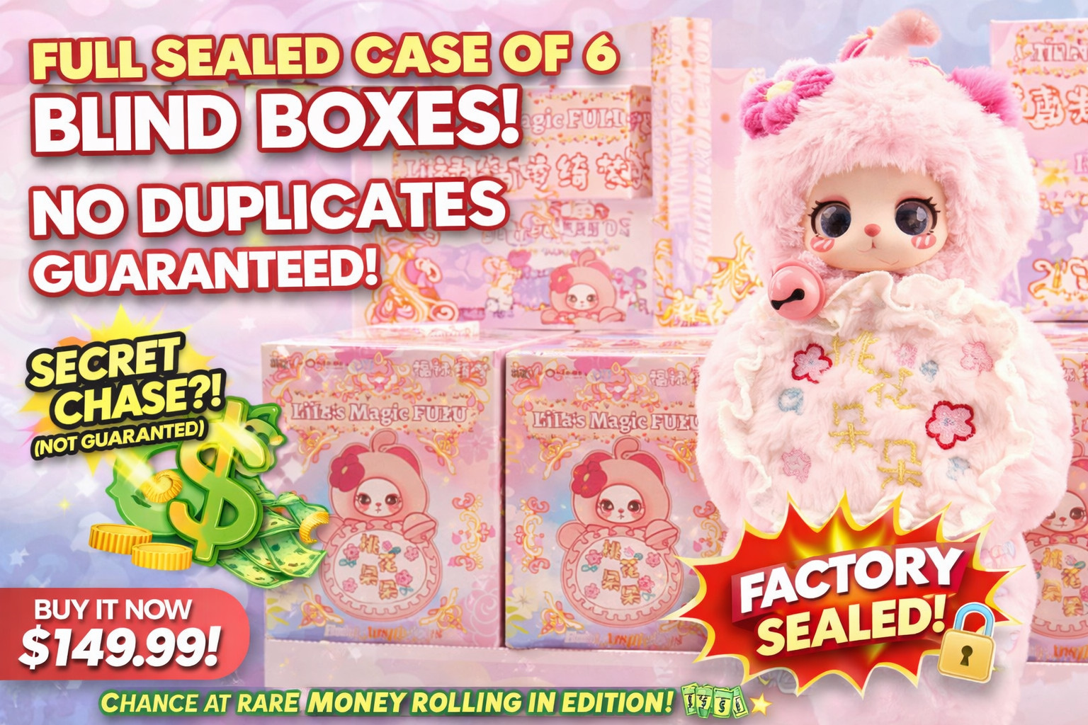 Liila’s Magic FULU Plush Blind Box FULL SEALED CASE 6 Boxes Secret Chance
