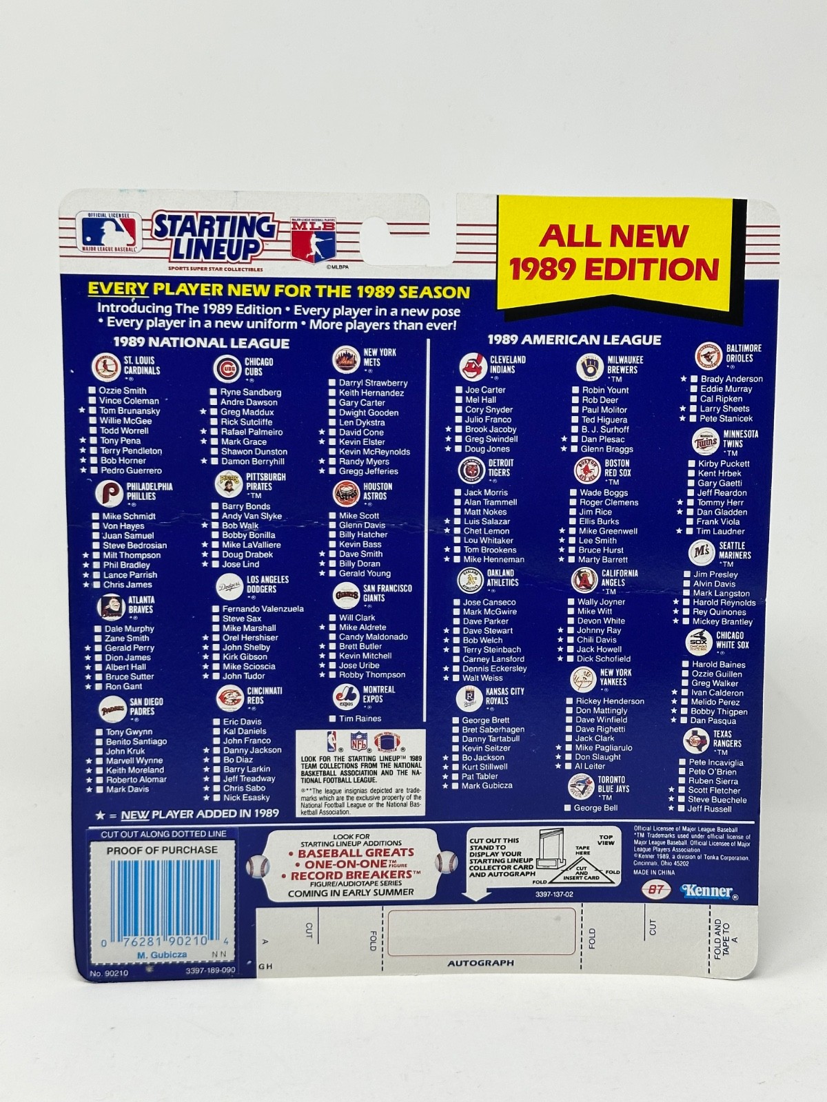 1989 KENNER STARTING LINEUP MLB BASEBALL MARK GUBICZA KANSAS CITY ROYALS MOC