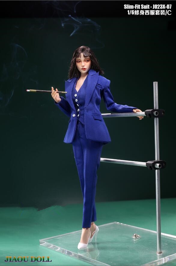 1/6 Slim Suit Coat Trousers Vest Blue Clothes Model Fit 12 » Female PH TBL Doll