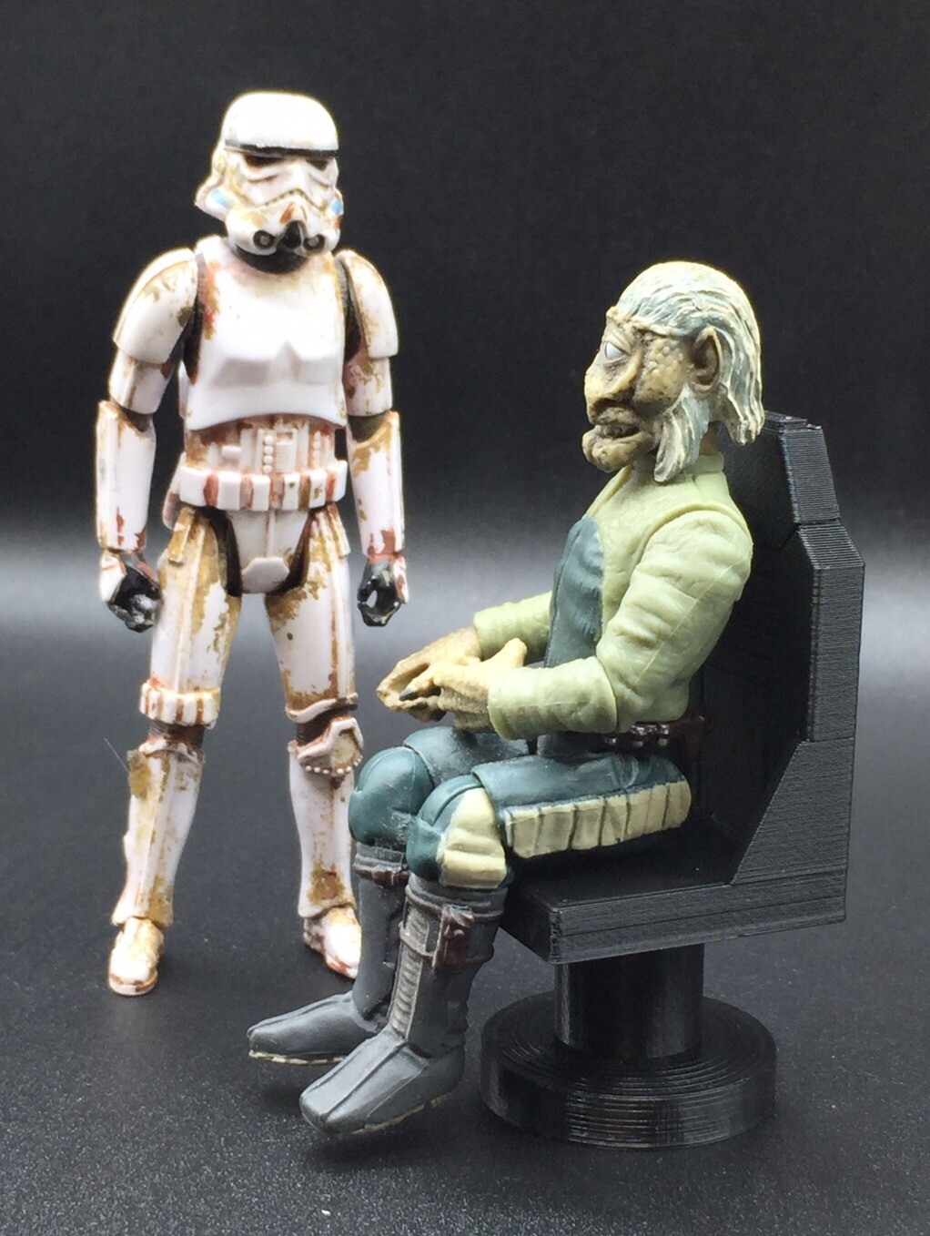 CUSTOM BLACK CHAIR for 3.75&Prime; SCI FI STAR WARS GI JOE FIGURE DIORAMA (B25)