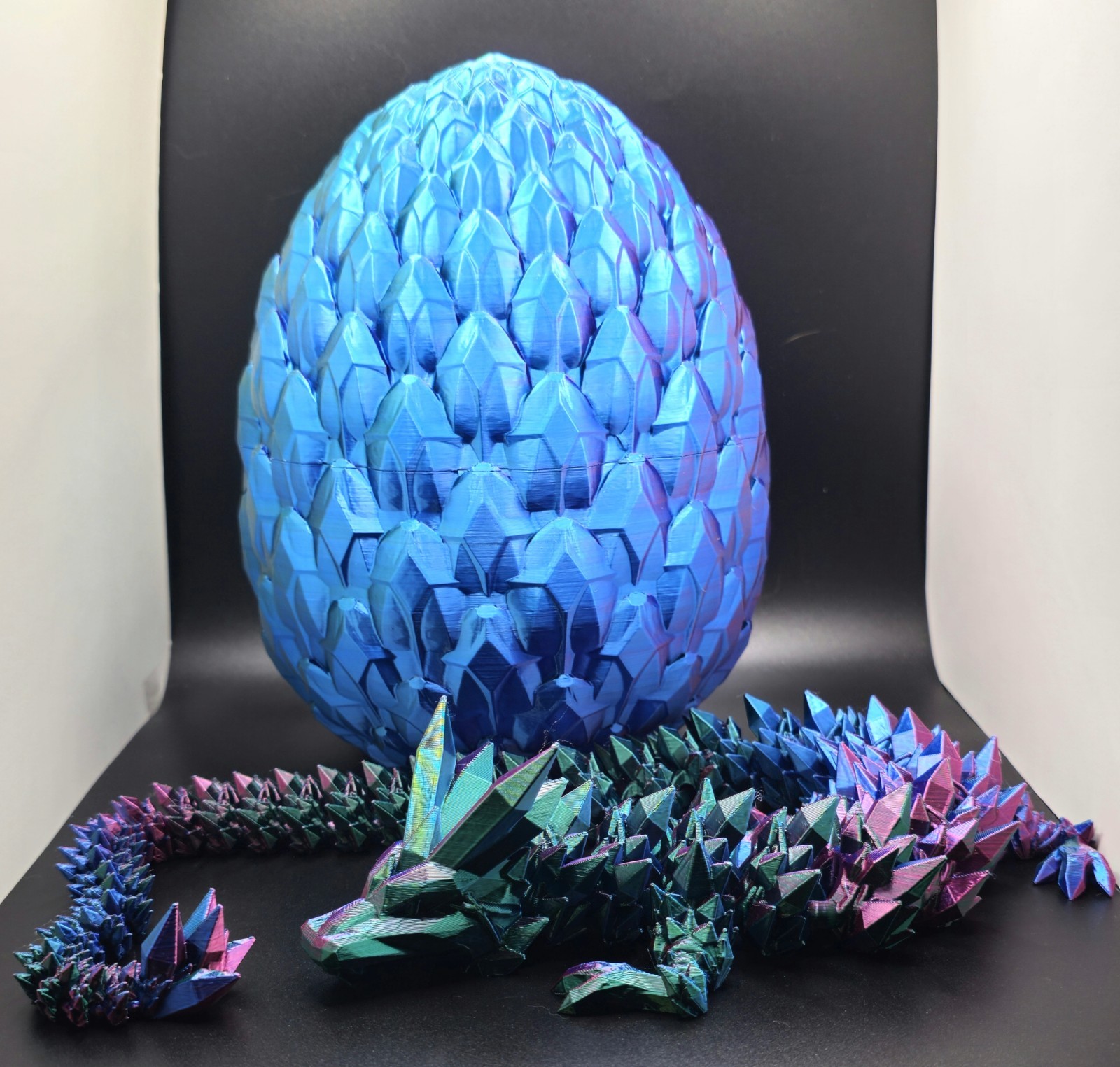 3D Printed Flexi Dragon, Articulated Crystal Dragon [WITH EGG]/Large-24inches