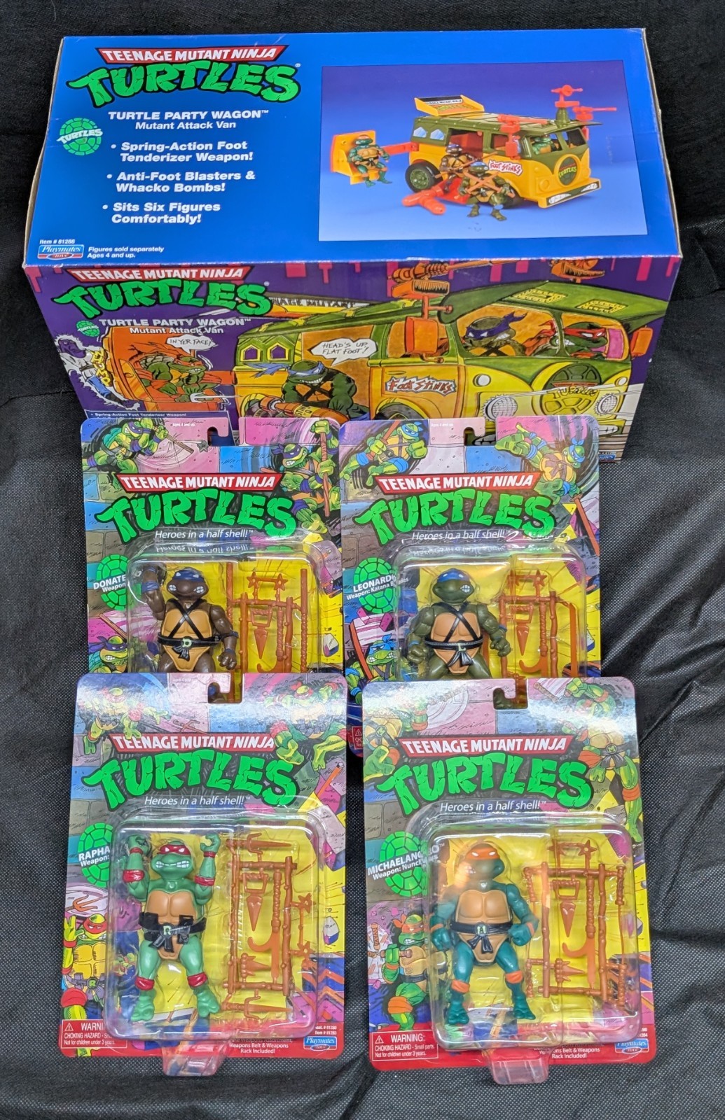 TMNT Teenage Mutant Ninja Turtles 2021 Playmates Reissue Party Wagon & 4 Figure