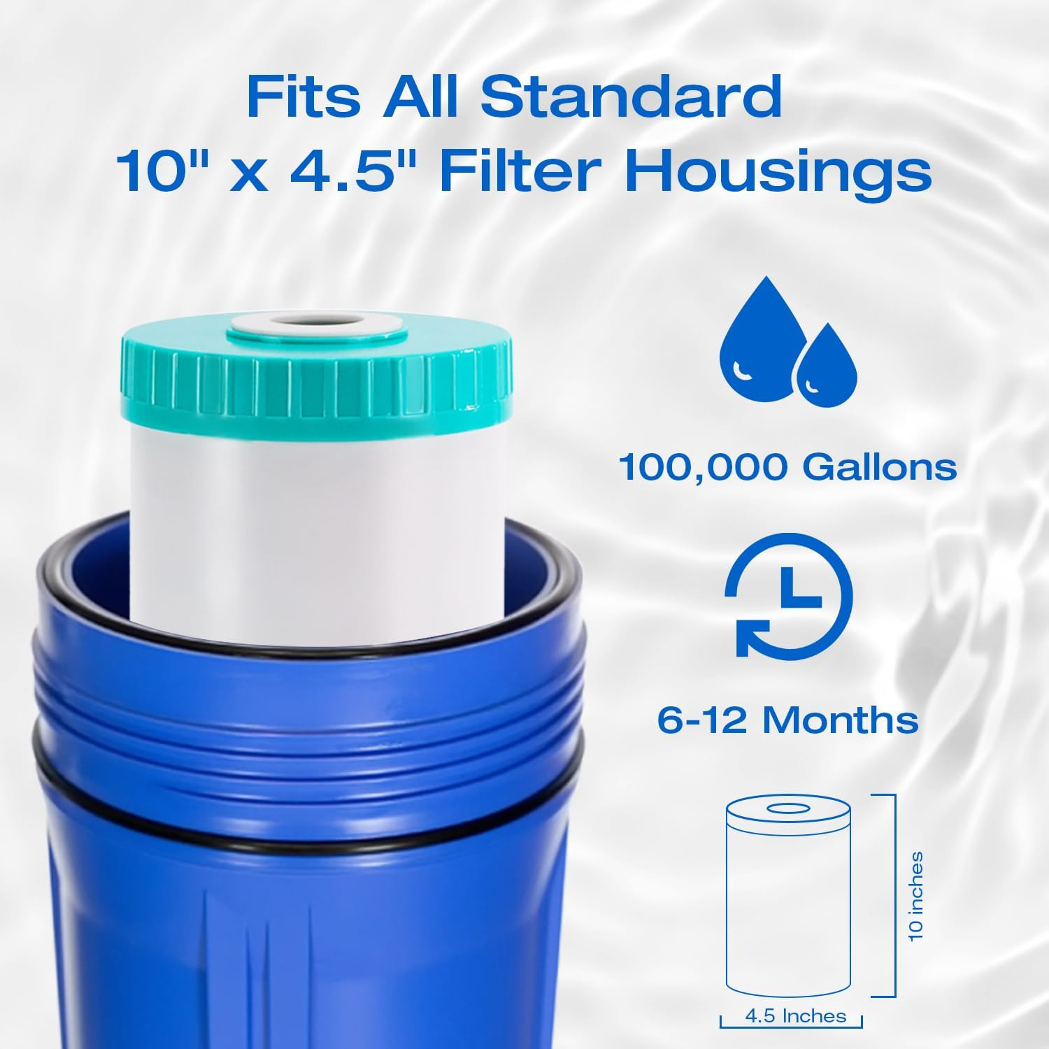 10&Prime; X 4.5 Water Descaler Cartridge – Saltless Anti-Scale Filter Replacement
