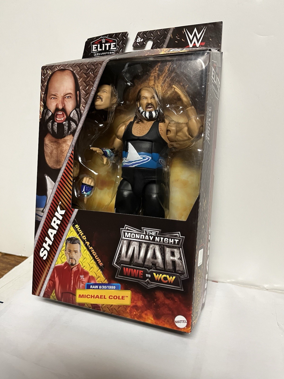 WWE WWF WCW Elite Monday Night War Shark figure Michael Cole BAF Earthquake