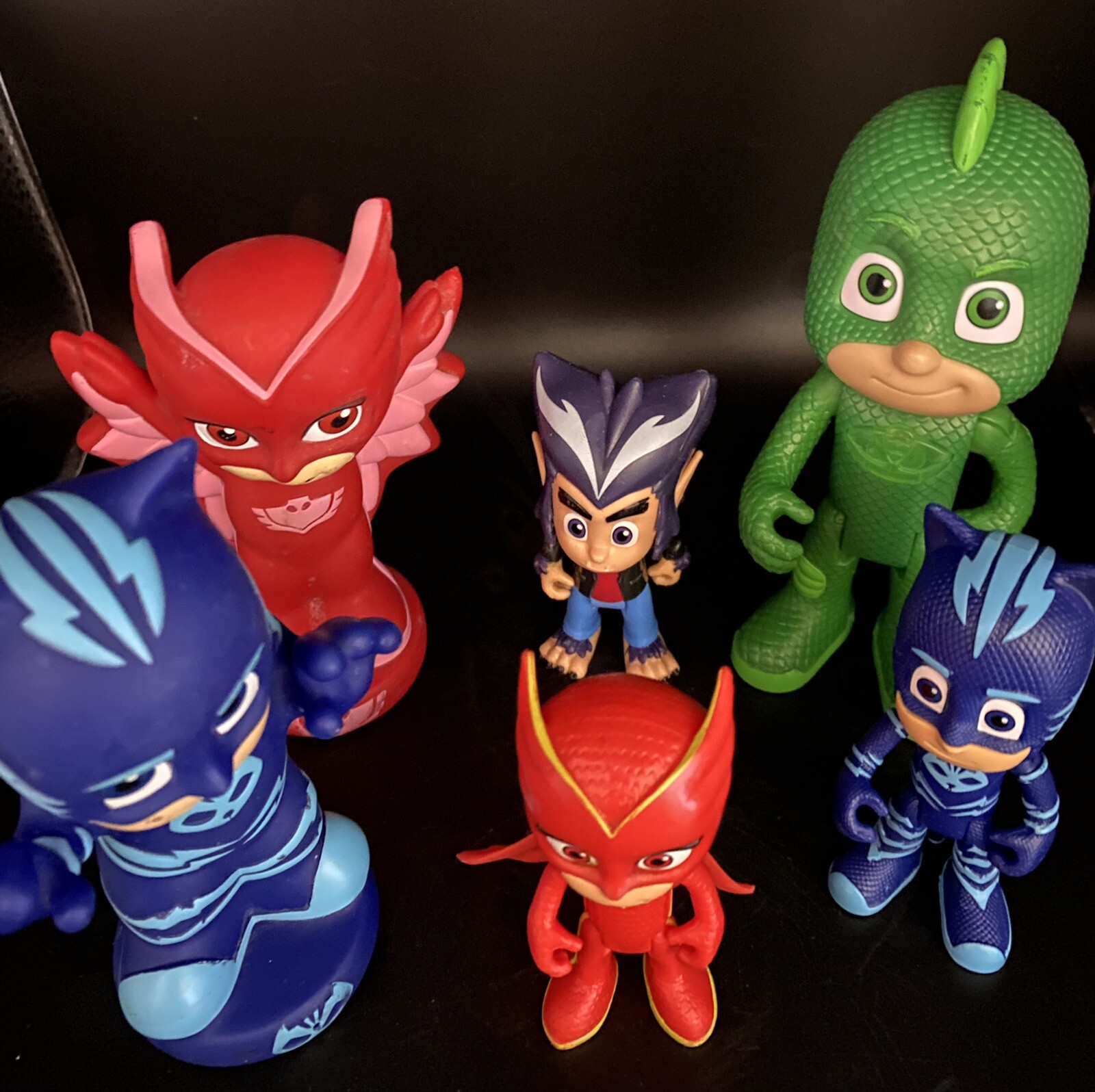 6 PJ Masks, Frog Box, Figures, 1×6”, 3×3.5” & 2×5”, Gecko Talks, 4 Posable, EUC