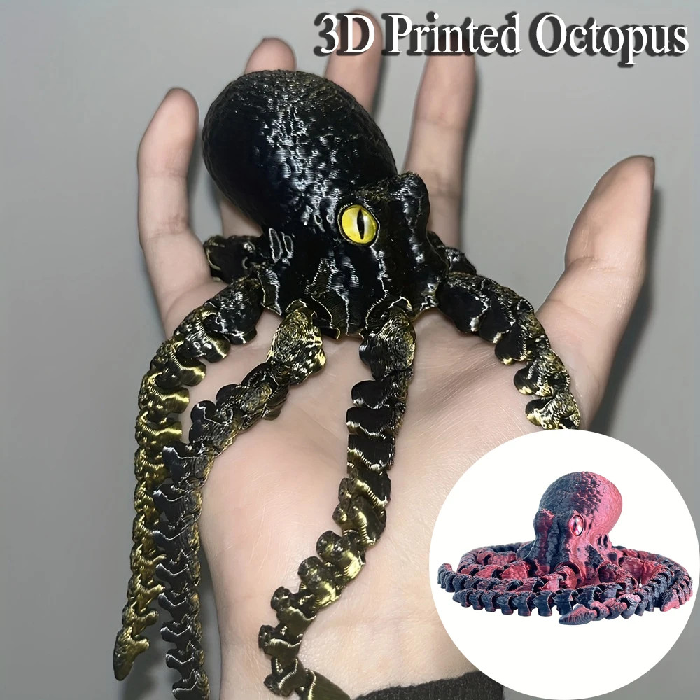 3D Printed Articulated Octopus – Poseable Tentacles Desk Toy, Eco-Friendly