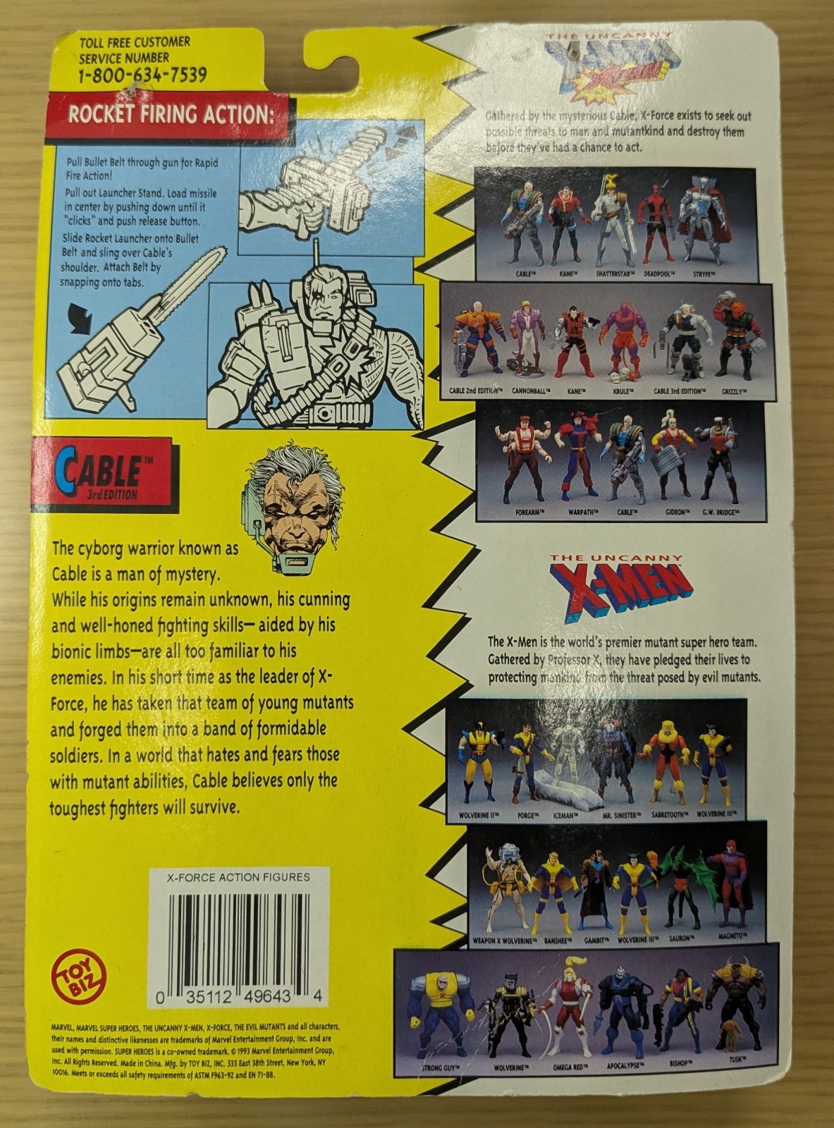 1993 Marvel Uncanny X-Men X-Force Cable 3rd Edition Action Figure ToyBiz NEW NIB