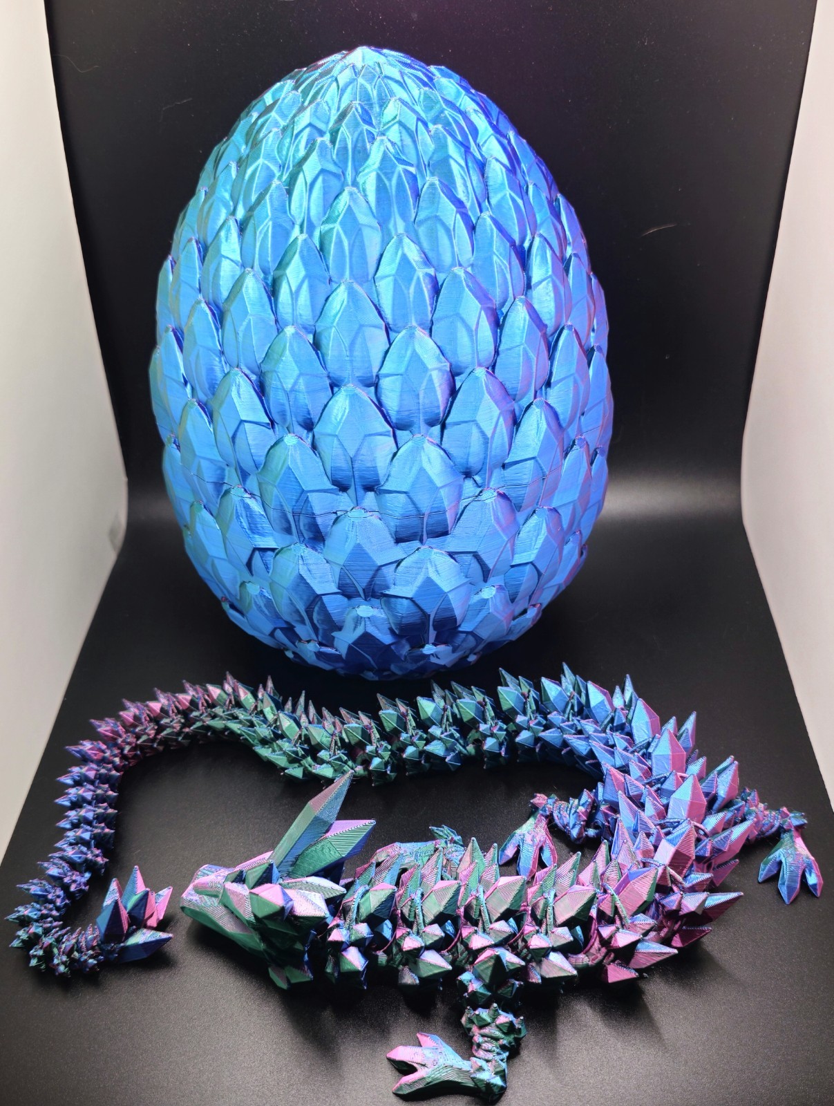 3D Printed Flexi Dragon, Articulated Crystal Dragon [WITH EGG]/Large-24inches