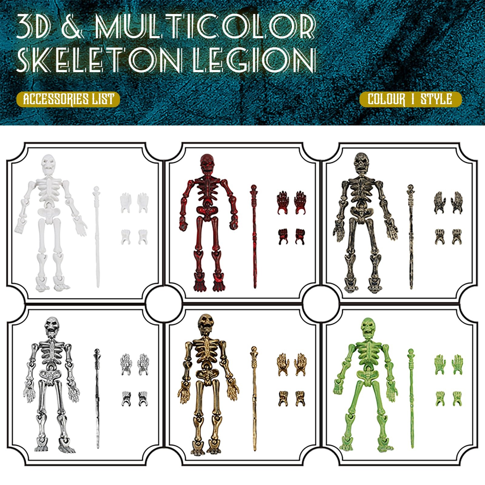 6 Pack T13 Action Figures Set, Skeleton Action Figure, Dummy 13, Titan 13 Mini S