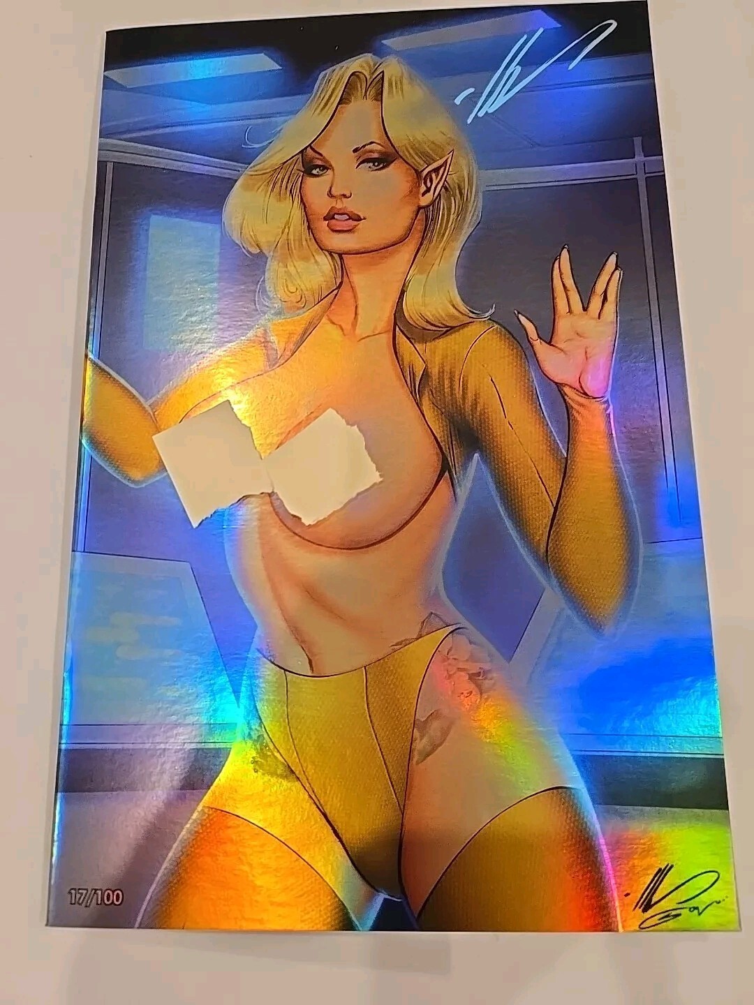 SPACE FORCE 1 STORMY DANIELS FOIL TOPLESS VIRGIN LTD 17/100 Signed Ale Garza COA