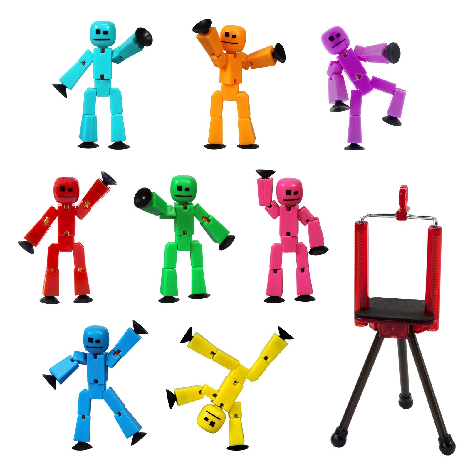 Stikbot 8 Solid Pink/Yellow/Light Blue/Green/Dark Blue/Purple/Orange/Red Colo…