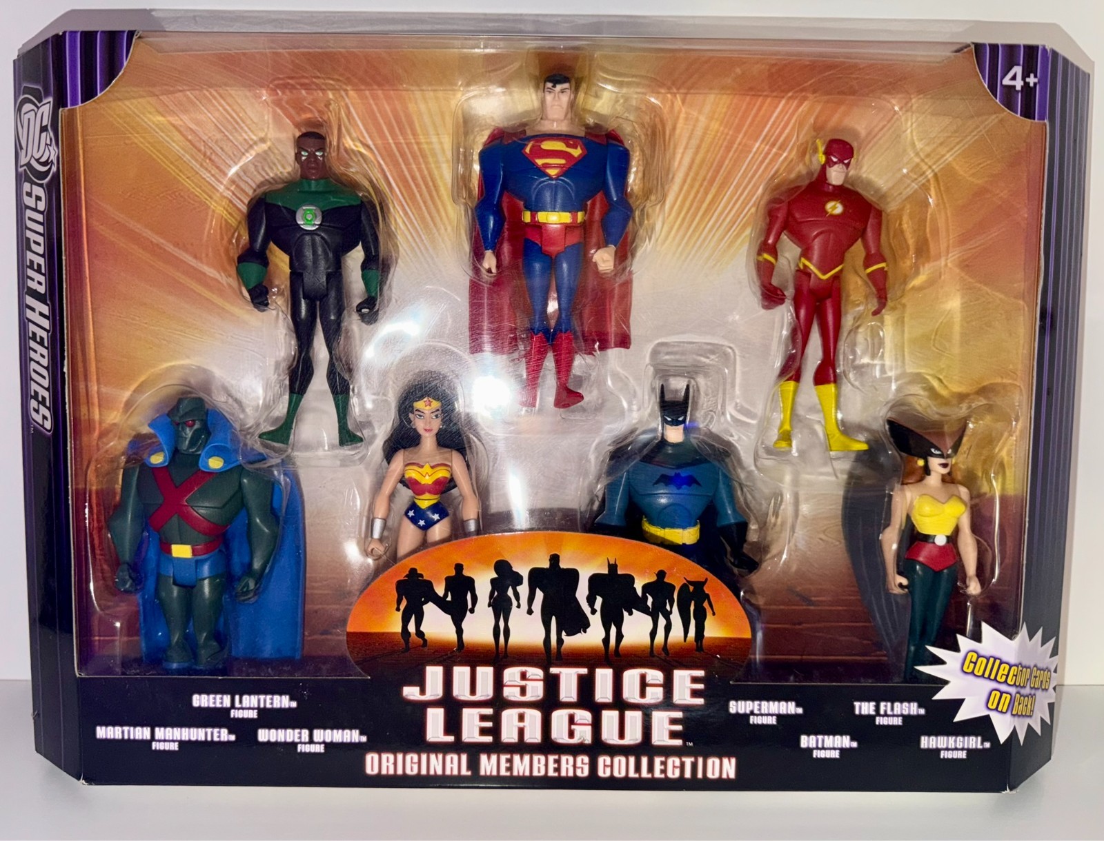 DC SUPER HEROES JUSTICE LEAGUE ORIG. MEMBERS COLLECTION + COLLECTOR CARDS ON BOX