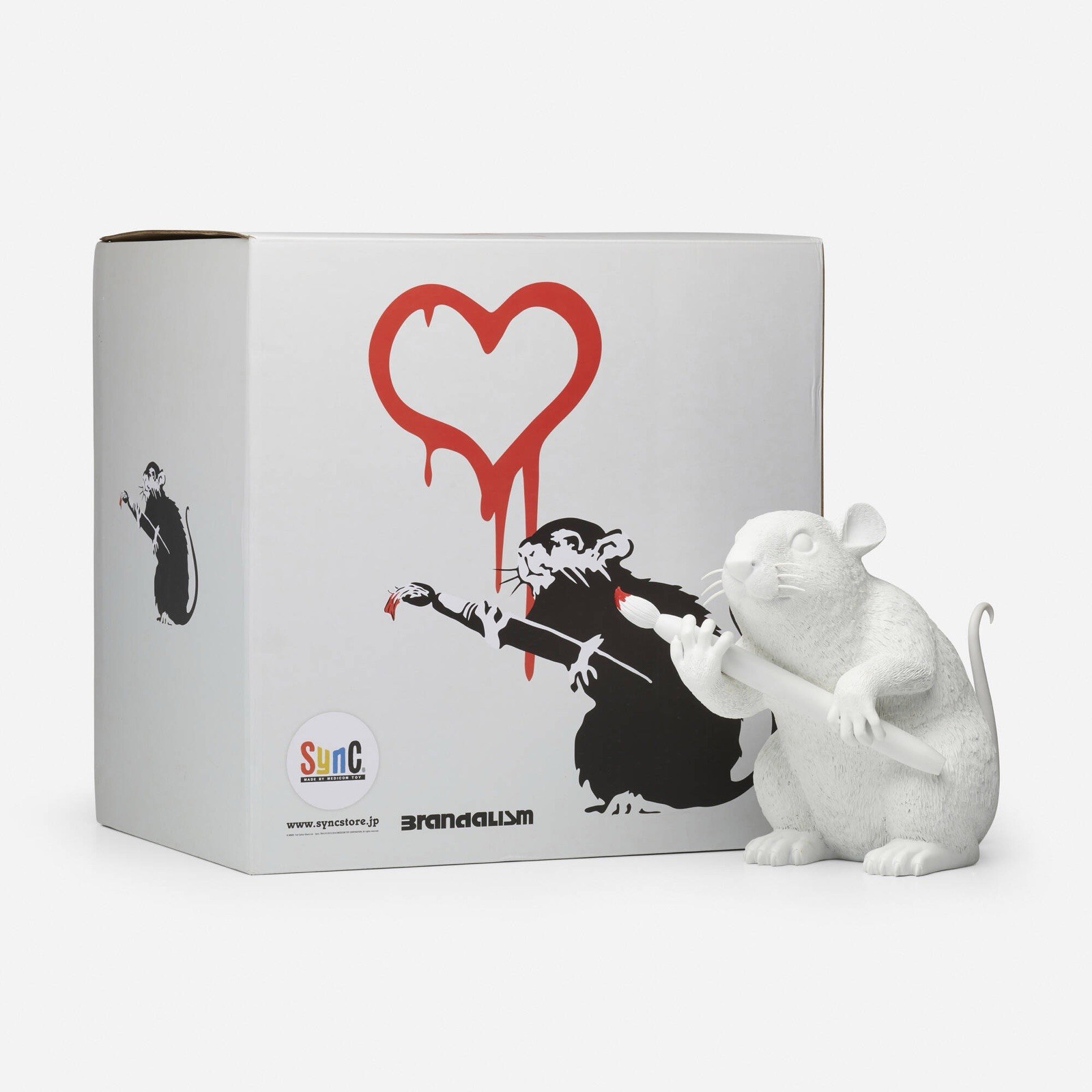 100% Authentic Banksy Love Rat OG White Medicom Toy Sync Brandalism Sculpture