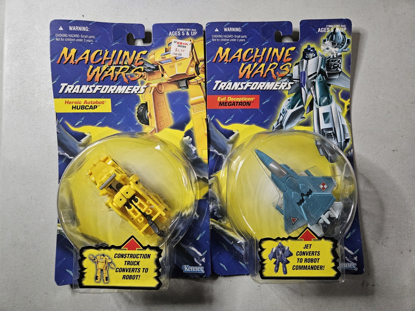 MACHINE WARS Evil Decepticon MEGATRON & HUBCAP by Hasbro 1996 Kenner NIB LOT 2