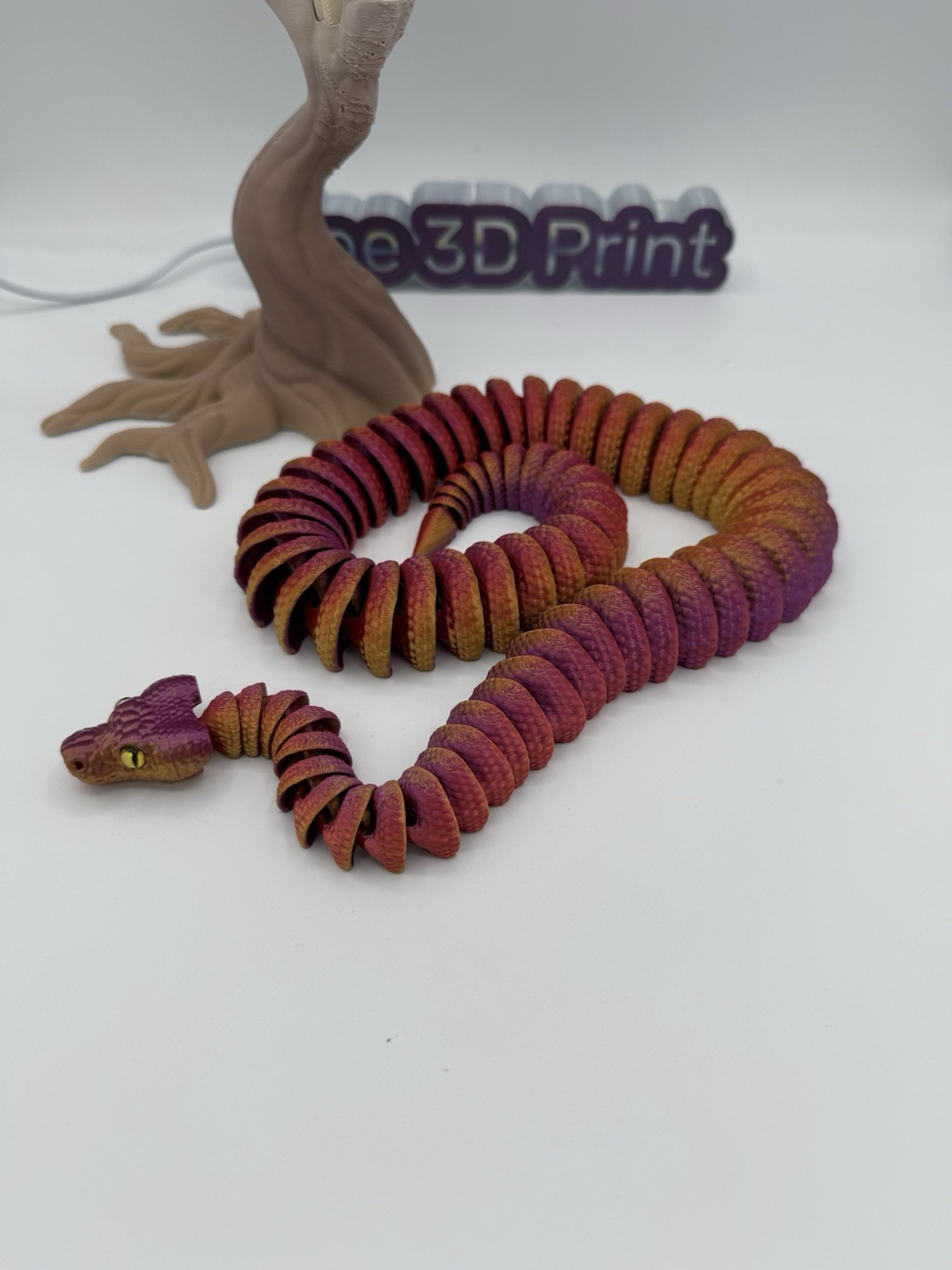 3D Printed Ball Python Snake 28”- Gold Black