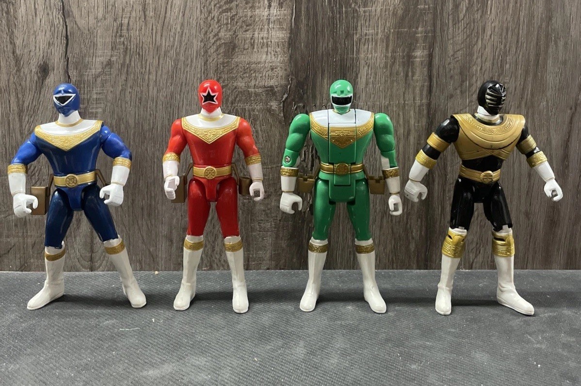 1996 Power Ranger Zeo Action Figure Lot x4 (Blue, Red, Green, Gold) Actions Work