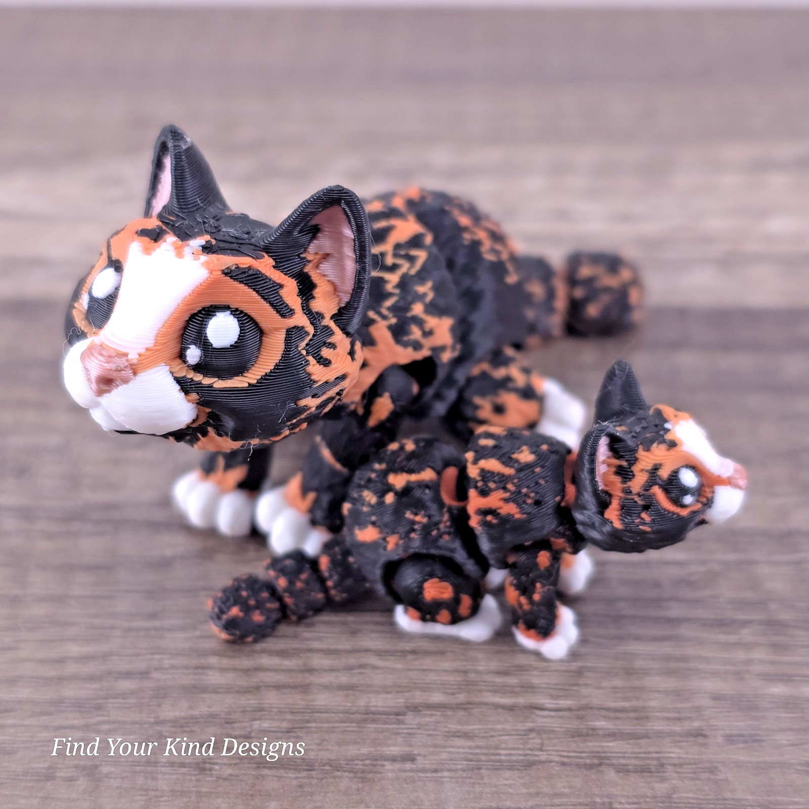 Mini Cat and Baby 3D Printed Articulated Flexi Fidget Collectible Desk Pets