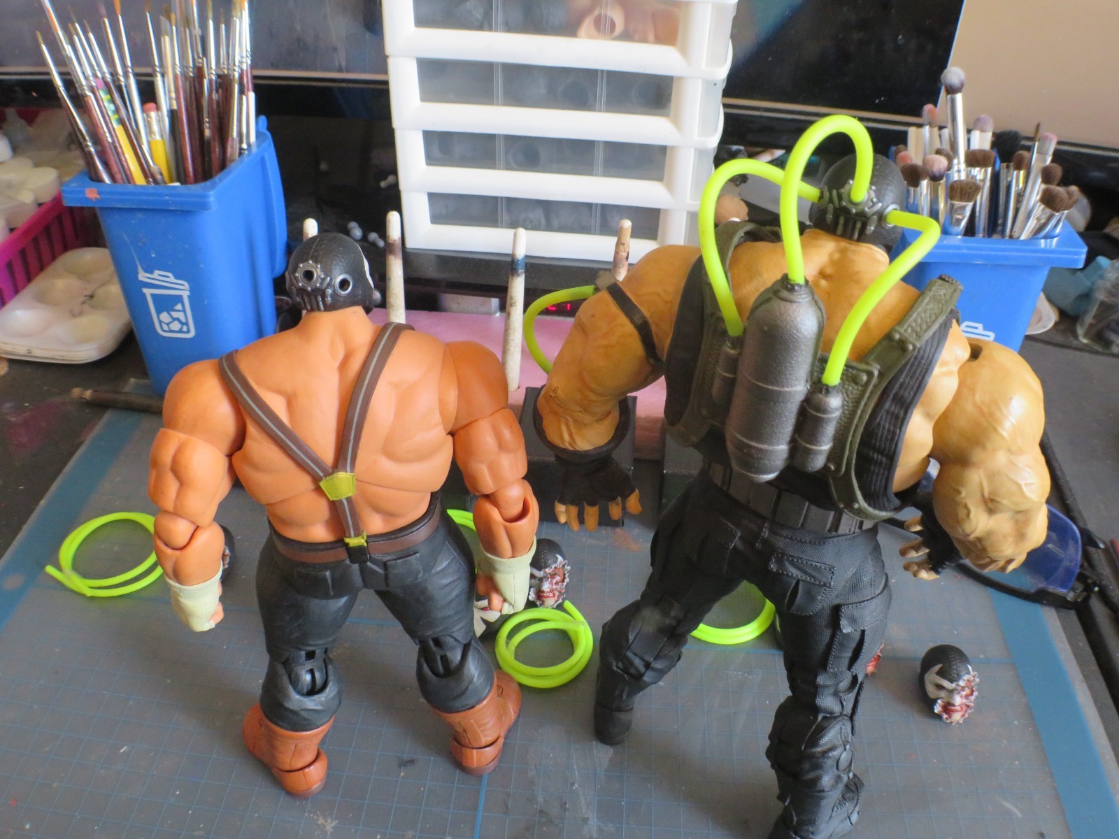 Custom 1/12 (damage and normal) 2 pack heads for DC Bane kit bash w/ McFarlane