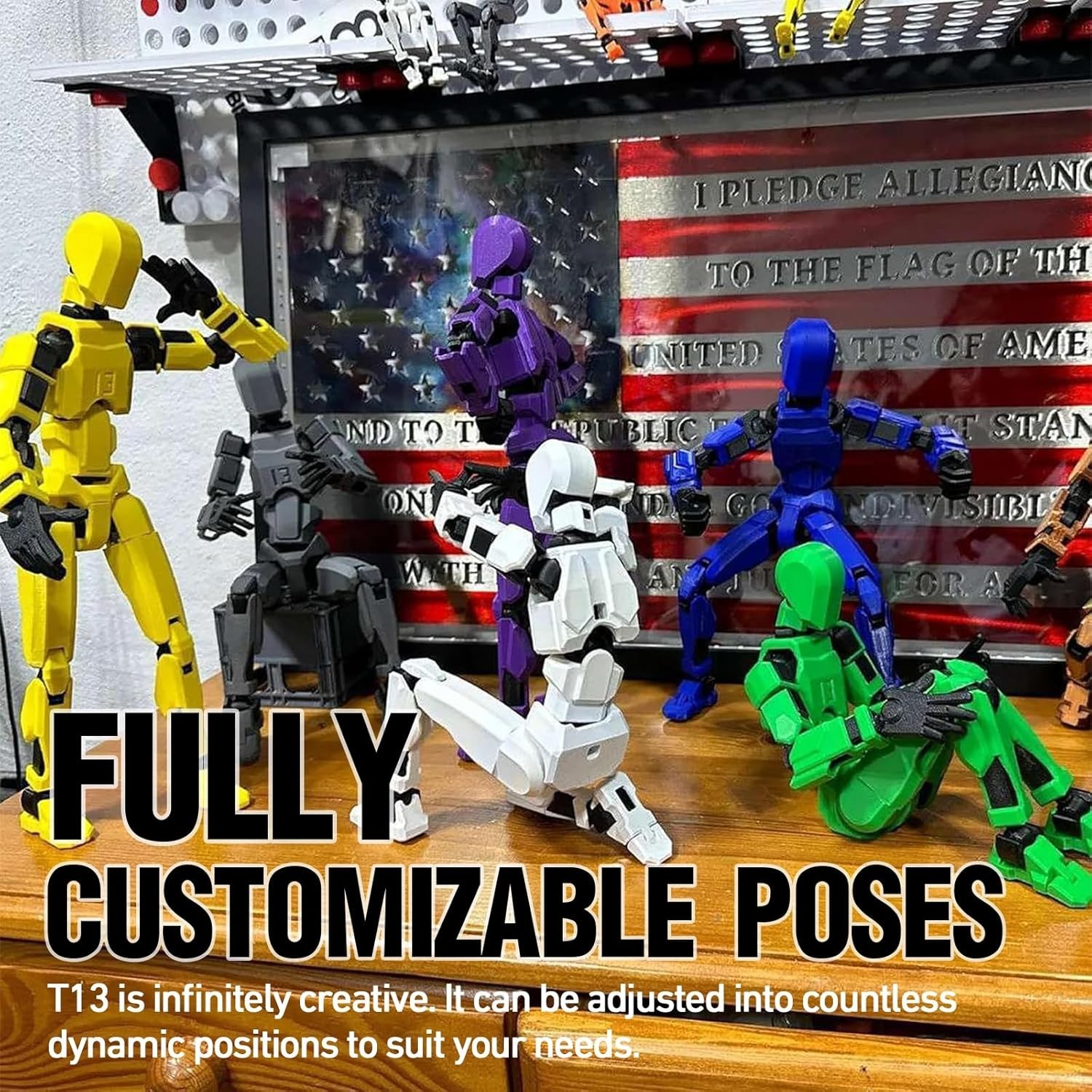 Pre-Assembled T13 Dummy Action Figure – Fully Articulated & Glow-in-Dark