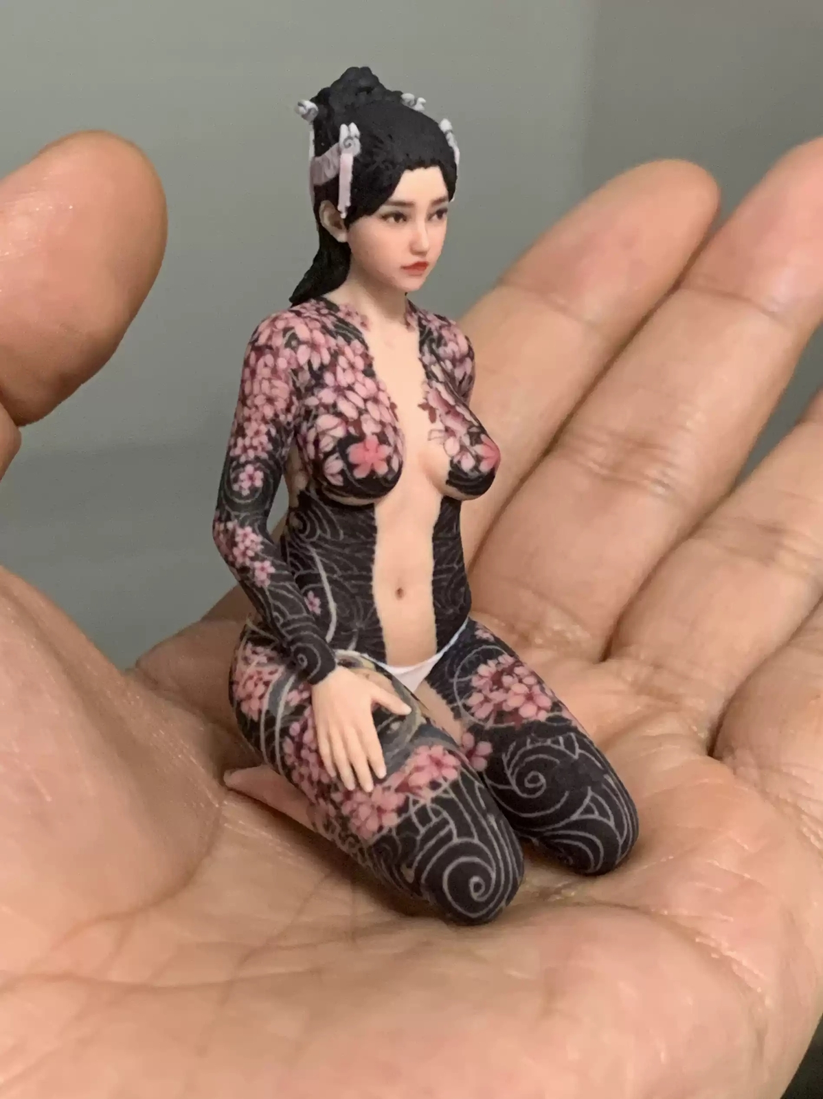 1/16 1/18 1/12 Painted Tattoo GK Female Warrior Miniature Model Display