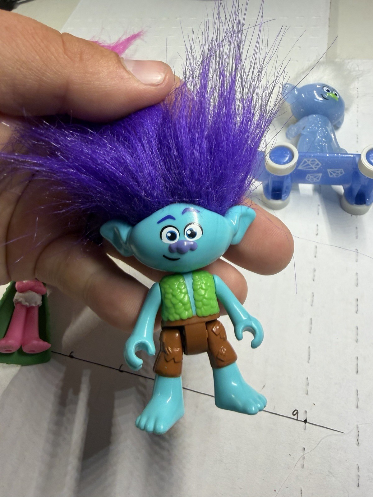 DreamWorks Trolls Figure Lot Poppy Branch Guy Diamond w Vehicles 6 Pc Hair