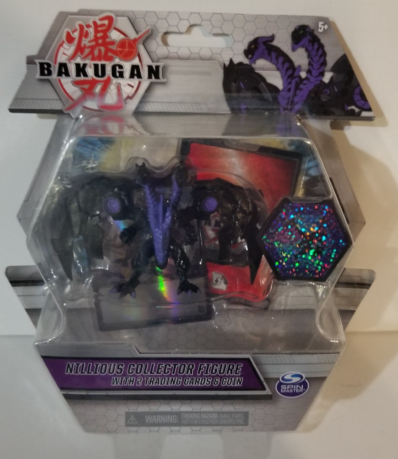 Bakugan Collector Figure Nillious (black) with 2 Trading Cards & Coin NIB NEW
