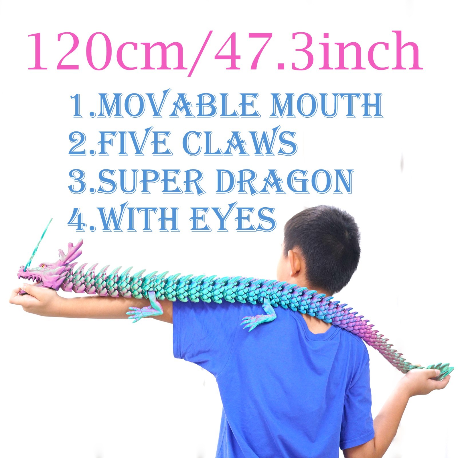 47.5inch 3D Printed dragon Model,Articulated Animals figure,Toys Home Decor