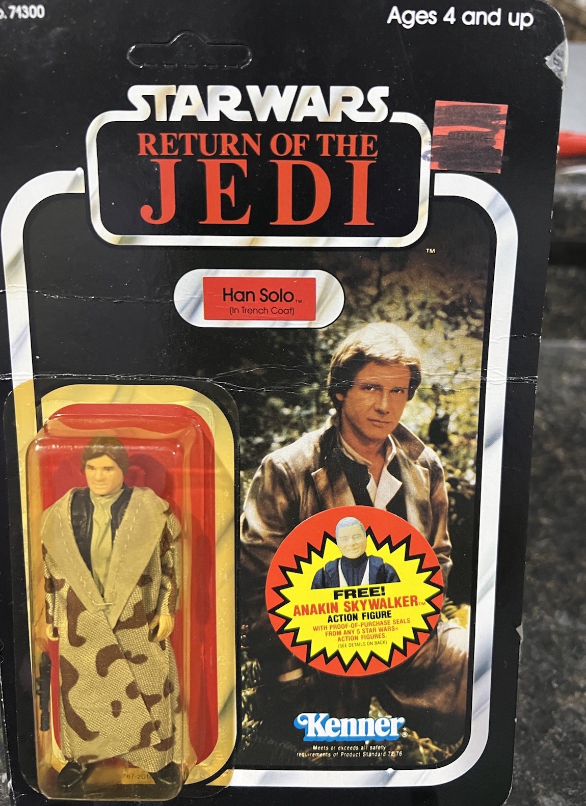 VINTAGE KENNER STAR WARS 1983 ROTJ HAN SOLO TRENCH COAT MOC 77-A BACK UNPUNCHED