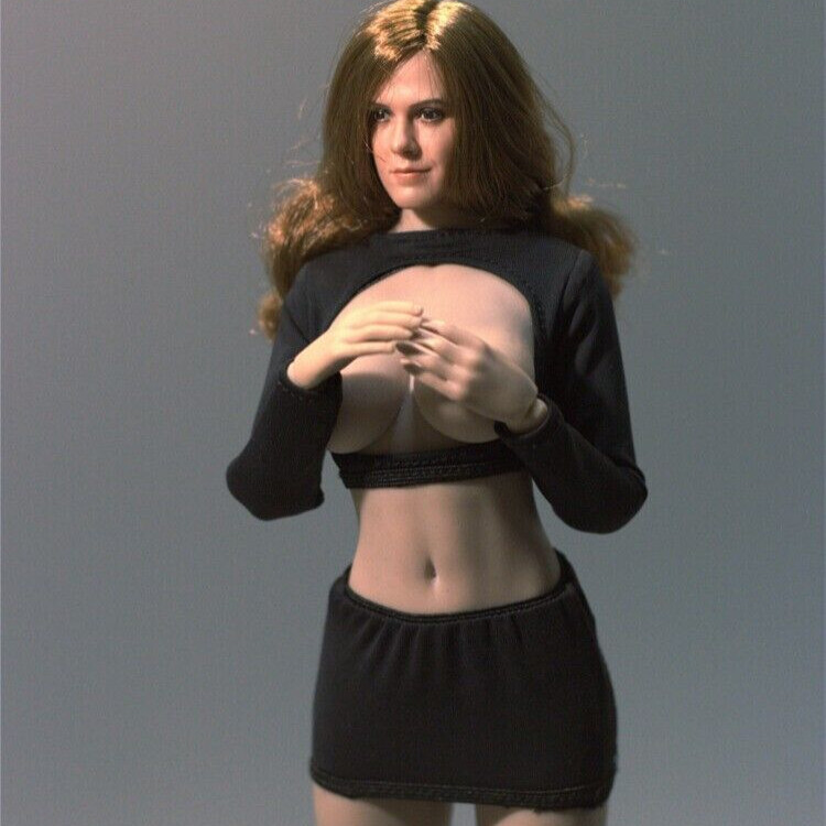 1:6 Scale Sexy Black Tops Skirt Clothes for 12&Prime; Female Action Figure Body Toys
