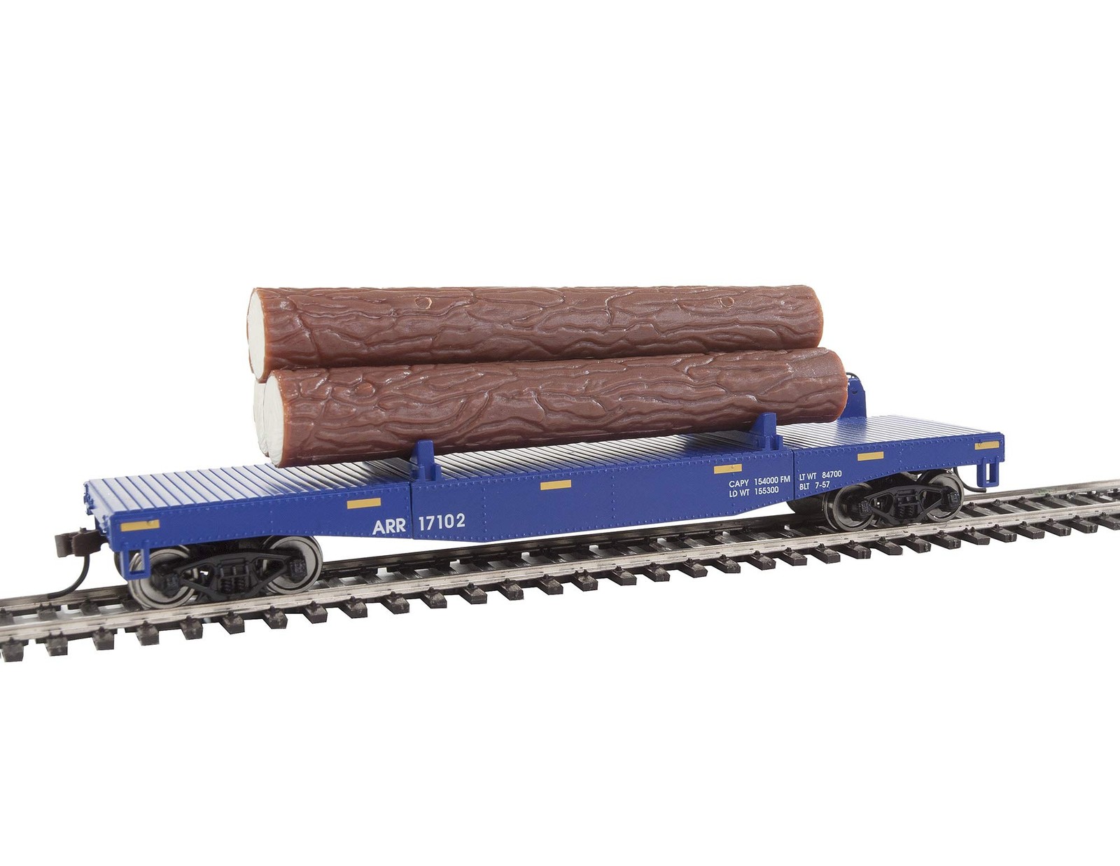 Walthers Trainline HO Scale Model Log Dump Car with 3 Logs – Ready to Run Alaska