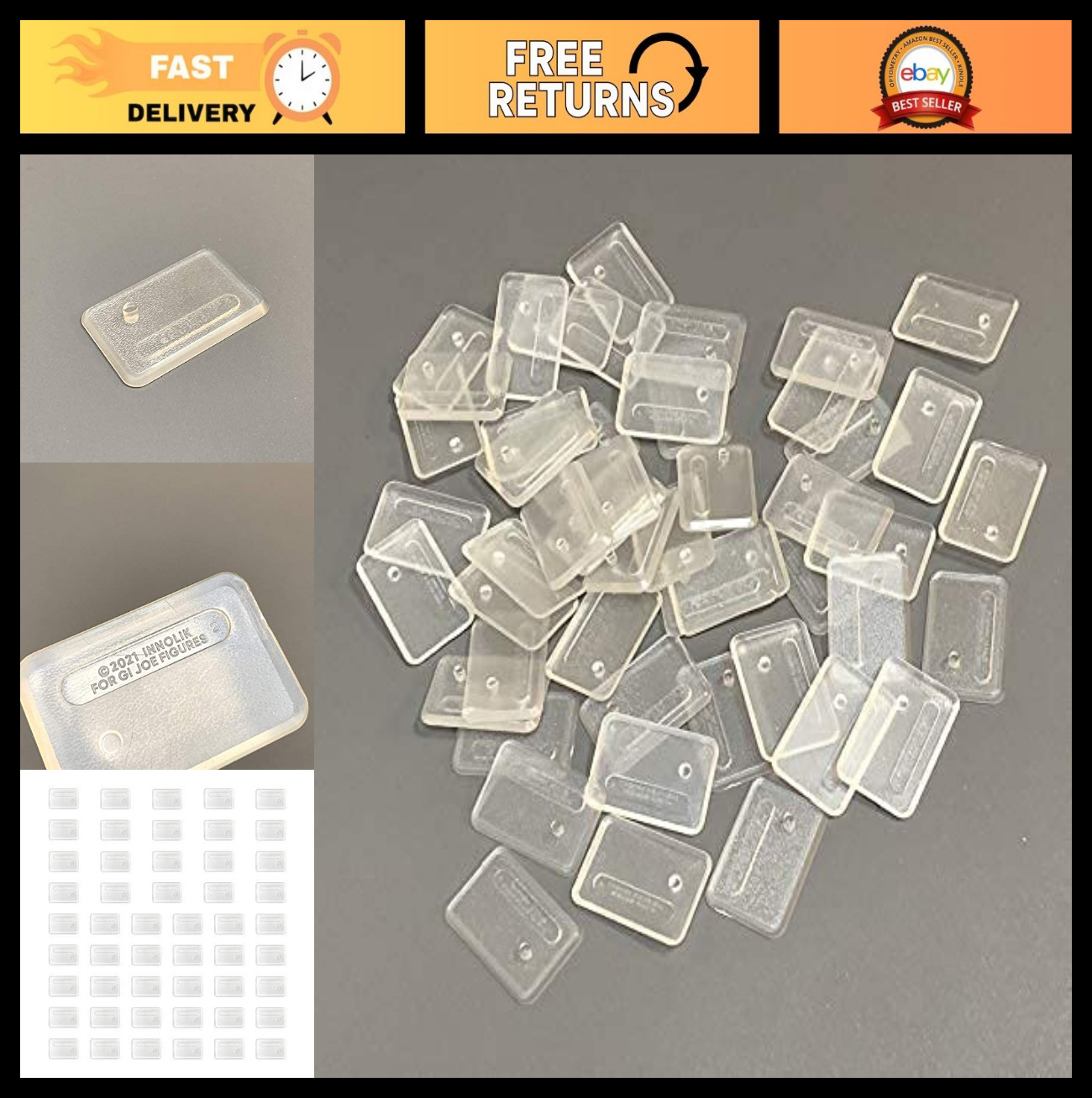 50 Pcs Clear Plastic Action Figure Stands for 3.75&Prime; Toys – Display Base Upgrade