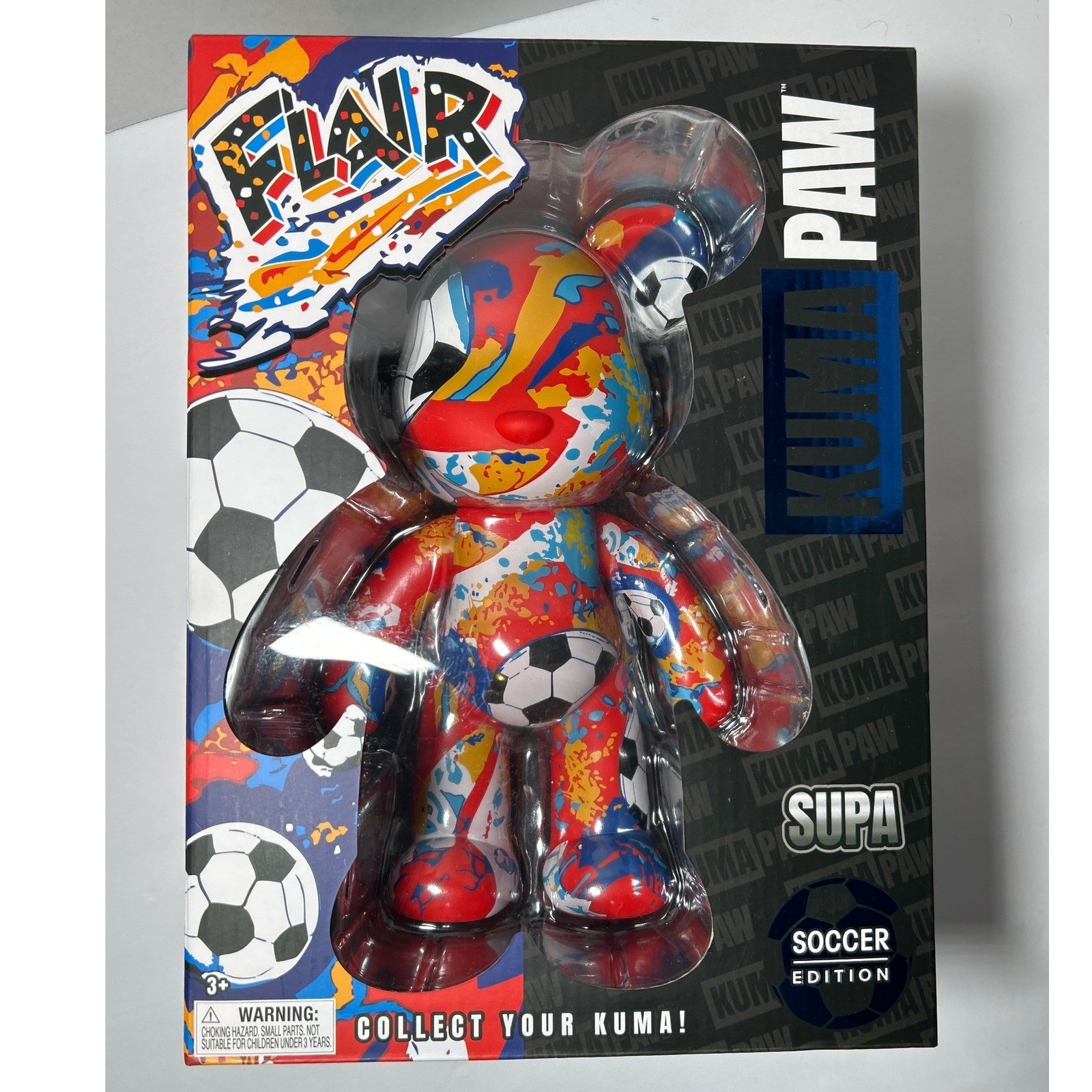Supa Kuma Paw 9.5&Prime; World Cup Soccer Edition Flair Vinyl Bear Figure New Sealed