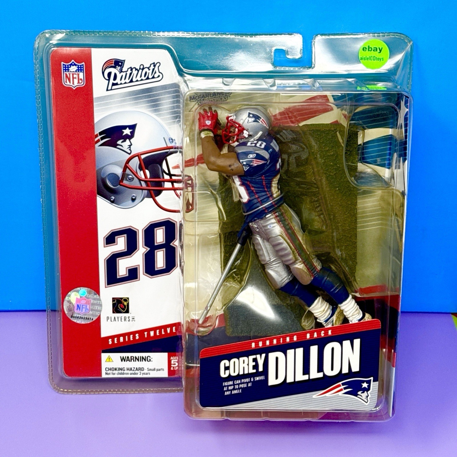 McFarlane Series 12 NFL Corey Dillon Patriots Blue Jersey Action Figure 2005