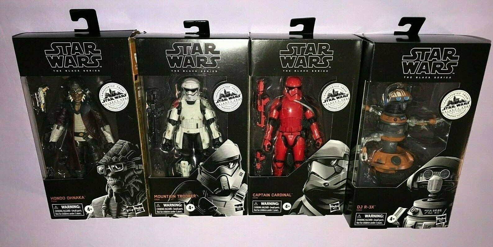 4x Star Wars Black GALAXYS EDGE MOUNTAIN TROOPER + CARDINAL + DJ R-3X & HONDO