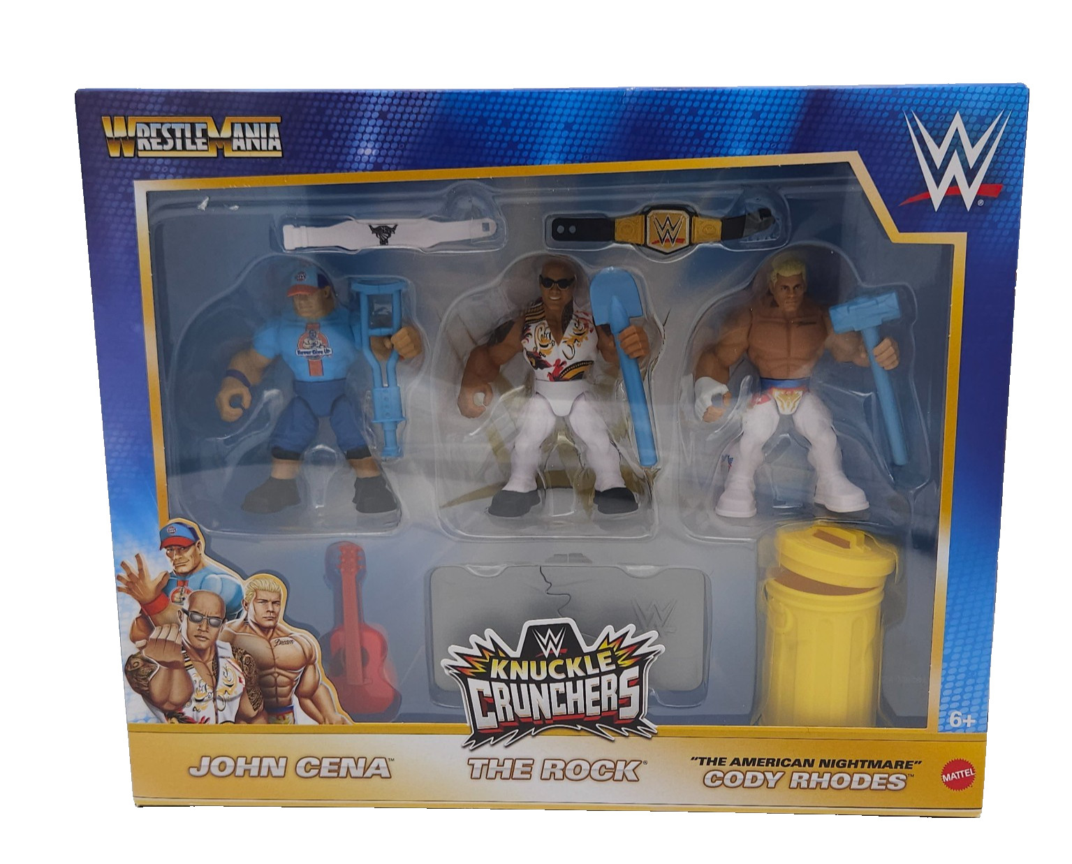 WWE WrestleMania Knuckle Crunchers JOHN CENA THE ROCK CODY RHODES 3&Prime; Figures