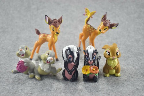 Catoon Bambi Thumper Plastic Assorted 7 pcs Figures Cake Topper Party Gift Toys