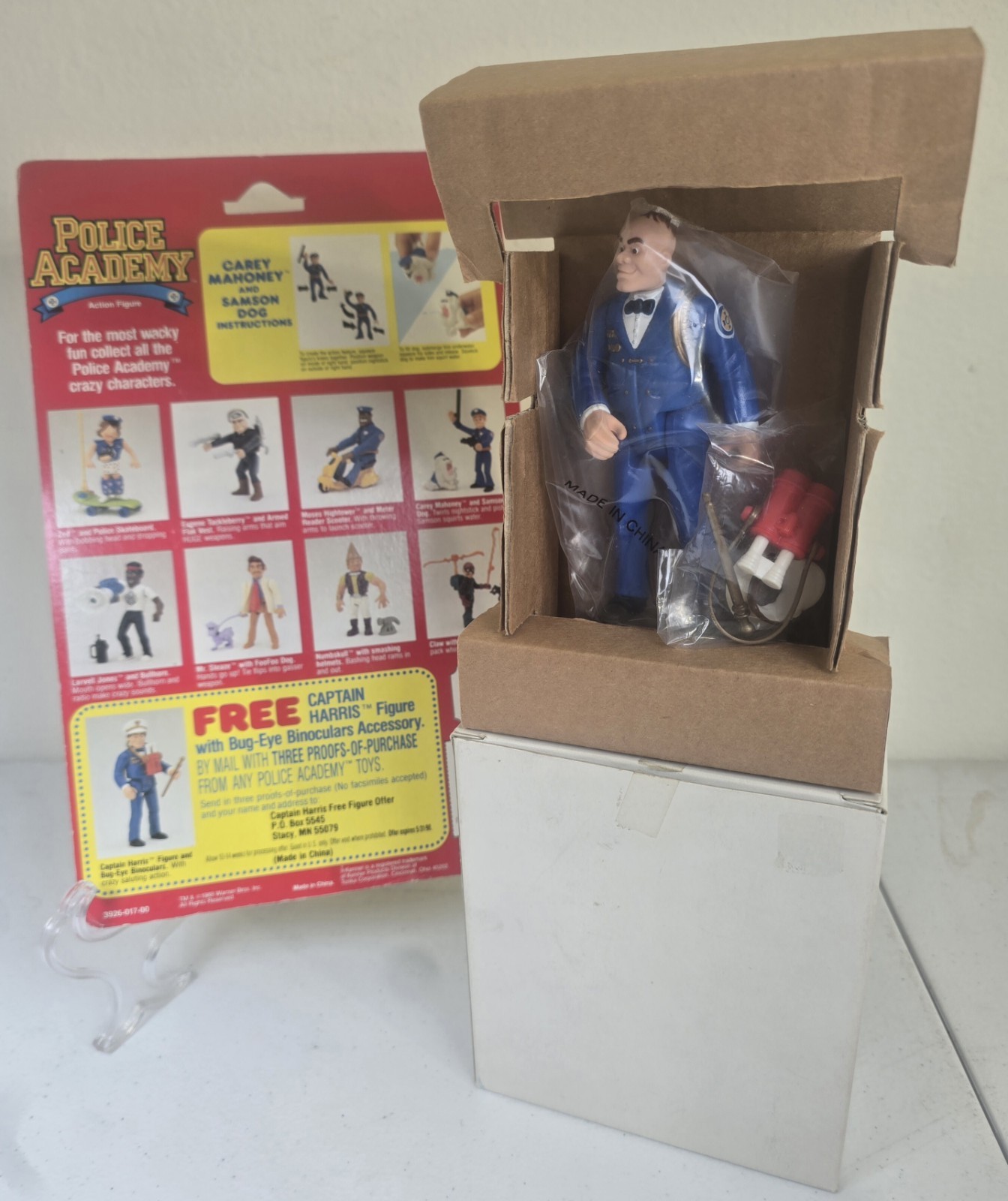 Original 1989 Kenner Police Academy Captain Harris Mail-Away MIB Mailer Unused
