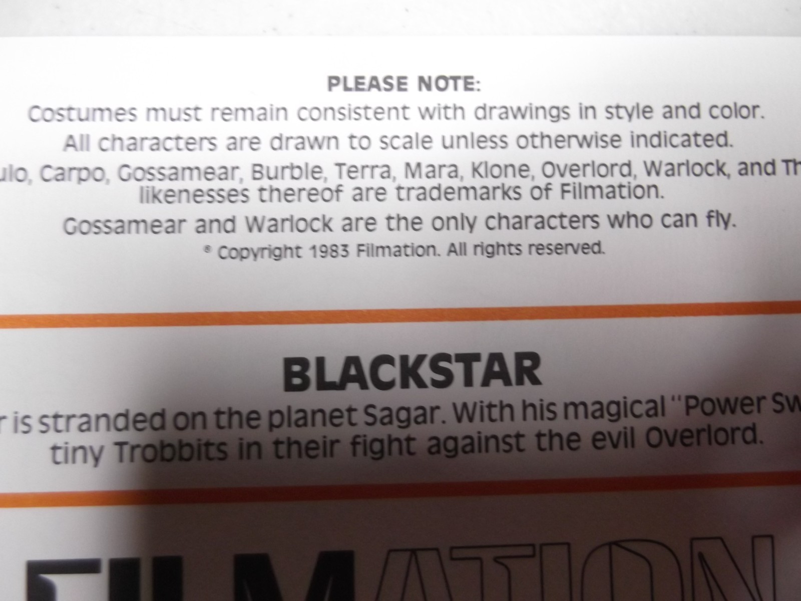 Blackstar animators character paper sheet folder Vtg 1983 Pre- Motu He-man