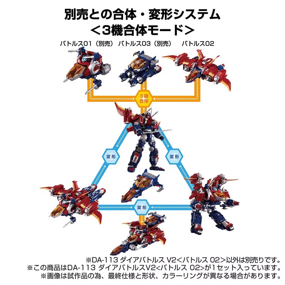 Diaclone DA-112 DA-113 DA-114 Set DIA-BATTLES V2 Combinable DA01 Figure toy